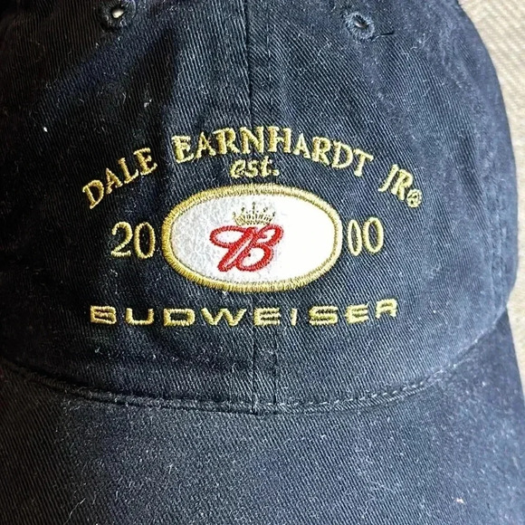 Vintage NASCAR Dale Earnhardt Jr Budweiser 2000 Strapback Hat Cap Black - Picture 2 of 12